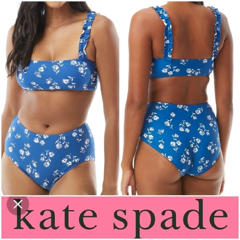 Kate Spade New York Mini Ruffle Square-Neck Floral-Print Bikini Set Size Small